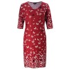 Chicwe Women's Plus Size Cashmere Touch Stretch Butterfly Designed V Neck Shift Dress - Knee Length Casual and Work Dress - Dresses - $56.00 