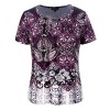 Chicwe Women's Plus Size Designed Neck Mixed Floral Printed Top - Casual and Work Blouse - 半袖衫/女式衬衫 - $41.00  ~ ¥274.71