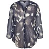 Chicwe Women's Plus Size Feather Printed Rolled Sleeves Button Down Blouse Shirt Top - Camisas - $44.00  ~ 37.79€