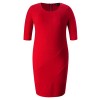 Chicwe Women's Plus Size Stretch Designed Dress - Petrol Solstice Sleek Dress with Seams - Dresses - $64.00 