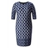 Chicwe Women's Plus Size Stretch Designed Floral Border Shift Cashmere Touch Dress - Casual Dress - ワンピース・ドレス - $54.00  ~ ¥6,078