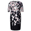 Chicwe Women's Plus Size Stretch Floral Shift Dress - Growing Flowers Dress with Neck Pleats - Dresses - $49.00 