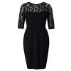 Chicwe Women's Plus Size Stretch Sheath Dress with Floral Lace Top - Knee Length Work Casual Party Cocktail Dress - Dresses - $63.00 