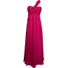 Chiffon One Shoulder Long Gown with Floral Embellishment Fuchsia - Dresses - $171.99 