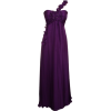 Chiffon One Shoulder Long Gown with Floral Embellishment Purple - ワンピース・ドレス - $171.99  ~ ¥19,357