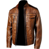 Chocolate Brown Mens Leather Jacket - Kurtka - $267.00  ~ 229.32€