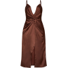 Chocolate satin twist midi dress - Dresses - 