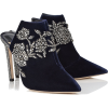 Choo Navy Velvet Mules with Peony Crysta - Classic shoes & Pumps - $1,795.00 