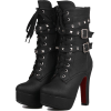 Chunky Black Lace-Up Boots - Platforms - $48.06 