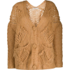 Chunky Knit Cardigan In Brown - Swetry na guziki - 