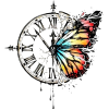 Clock and Butterfly Design - Illustrations - 