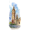 Clock tower watercolor - Pozadine - 