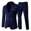 Cloudstyle Mens 3-Piece Suit Notched Lapel One Button Slim Fit Formal Jacket Vest Pants Set - Suits - $57.99 