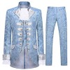 Cloudstyle Mens Dinner Suit Tuxedo Slim Fit Wedding Three Piece Suits Retro Blue - Suits - $109.99 