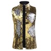 Cloudstyle Mens Dress Suit Jacket Vest Double-Sided Color Sequin Tux Party Show Waistcoat - Suits - $32.99 