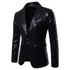 Cloudstyle Mens One Button Sequin Dress Suit Jacket Party Festival Tuxedo Sport Coat - Košulje - kratke - $42.99  ~ 36.92€