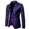 Cloudstyle Mens Slim Fit Paisley Suit Single Breasted Party Suit Jacket 1 Button Sport Coat - Shirts - $45.99 
