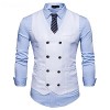 Cloudstyle Mens Vest Double Breasted V-Neck Slim Fit Formal Dress Vest Business Waistcoat - Suits - $25.99 