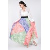 Color Block Pleated Maxi Skirt - ワンピース・ドレス - $26.40  ~ ¥2,971