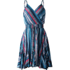 Colour Striped Print Backless Dress - Dresses - 