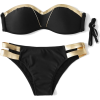 Contrast Trim Bandeau Bikini Set - Swimsuit - $37.00 