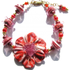 Coral Pink Lampwork Flower Bracelet - Bracelets - $75.00 