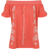 Coral Embroidered Bardot Top - T-shirts - 