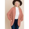 Coral Two Tone Open Front Warm And Cozy Circle Cardigan With Side Pockets - Cardigan - $45.65 