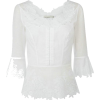 Cotton Cutwork Top with Lace - Long sleeves shirts - $90.00 