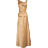 Cowl-Back Satin Long Gown with Crystal Pin Junior Plus Size Gold - Obleke - $89.99  ~ 77.29€