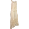 Cream Net Dress with Embroidery, 1910s - Vestidos - 