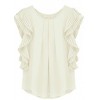 Cream Ruffles Sleeve Chiffon Blouse - 半袖衫/女式衬衫 - 