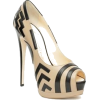 Cream and Black Striped Heels - Klasyczne buty - 