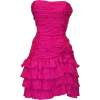 Crinkle Satin Strapless Ruffle Mini Dress Prom Formal Bridesmaid Fuchsia - Dresses - $69.99 
