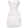 Crinkle Satin Strapless Ruffle Mini Dress Prom Formal Bridesmaid White - Dresses - $69.99 