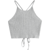 Cropped Lace Up Tank Top - Gray S - Ärmellose shirts - 