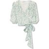  Cropped floral-print mesh wrap top - 半袖衫/女式衬衫 - 