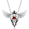 Crown And Wing Necklace heart garnet - Necklaces - $99.00 