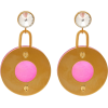 Crystal-drop disc earrings - Brincos - 
