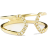 Cuff Ring, Open gold & diamonds ring, Op - Pierścionki - 