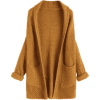 Curled Sleeve Batwing Open Front Cardiga - Swetry na guziki - 