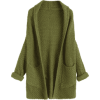 Curled Sleeve Batwing Open Front Cardiga - Cardigan - 