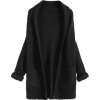Curled Sleeve Batwing Open Front Cardiga - Cardigan - 