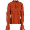 Cutout ruffled washed-silk blouse - Long sleeves t-shirts - 