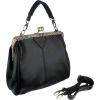 DANYA Vintage Clasp Frame Closure Top Handle Purse Satchel Handbag w/Detachable Shoulder Chain Black - ハンドバッグ - $25.50  ~ ¥2,870