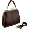 DANYA Vintage Clasp Frame Closure Top Handle Purse Satchel Handbag w/Detachable Shoulder Chain Brown - 手提包 - $25.50  ~ ¥170.86