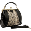 DANYA Vintage Clasp Frame Closure Top Handle Purse Satchel Handbag w/Detachable Shoulder Chain Crocodile - ハンドバッグ - $27.50  ~ ¥3,095