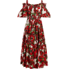DOLCE & GABBANA  Poppy-print ruffle cott - sukienki - 