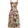 DOLCE & GABBANA  Rose-print tiered silk- - Dresses - 