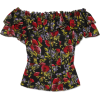 DOLCE & GABBANA Ruffled floral-print sil - 半袖衫/女式衬衫 - 